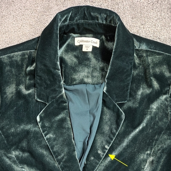 Coldwater Creek Green Velvet Two Button Blazer Holidays Festive Party - Picture 4 of 11